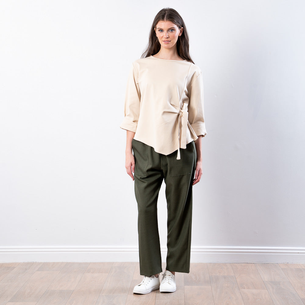 Stella Tie Belt Top (Beige)