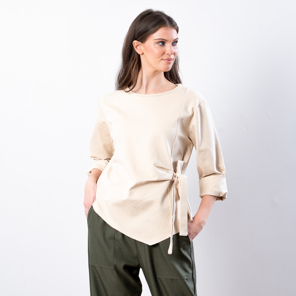 Stella Tie Belt Top (Beige)