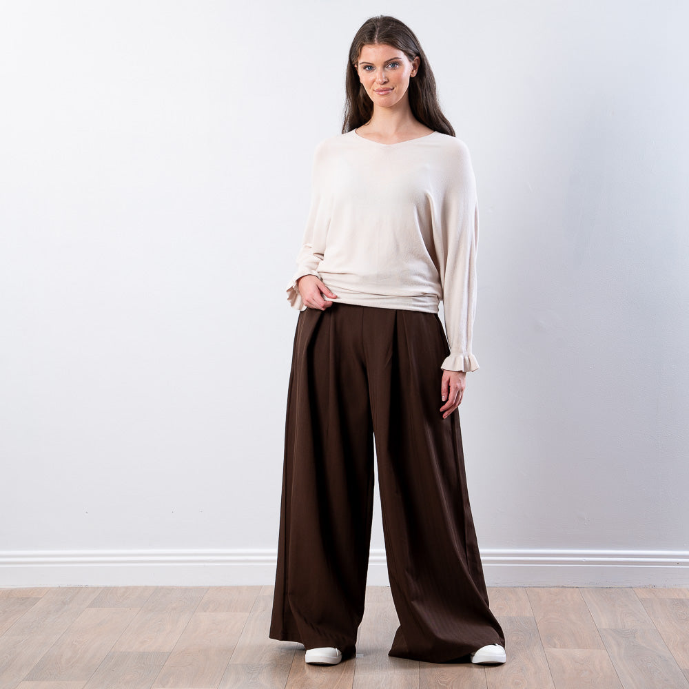 Lexie Batwing V-Neck Top (Beige)
