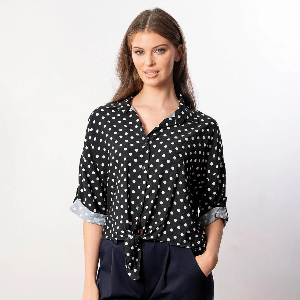 Julia Top (Black Polka Dot)