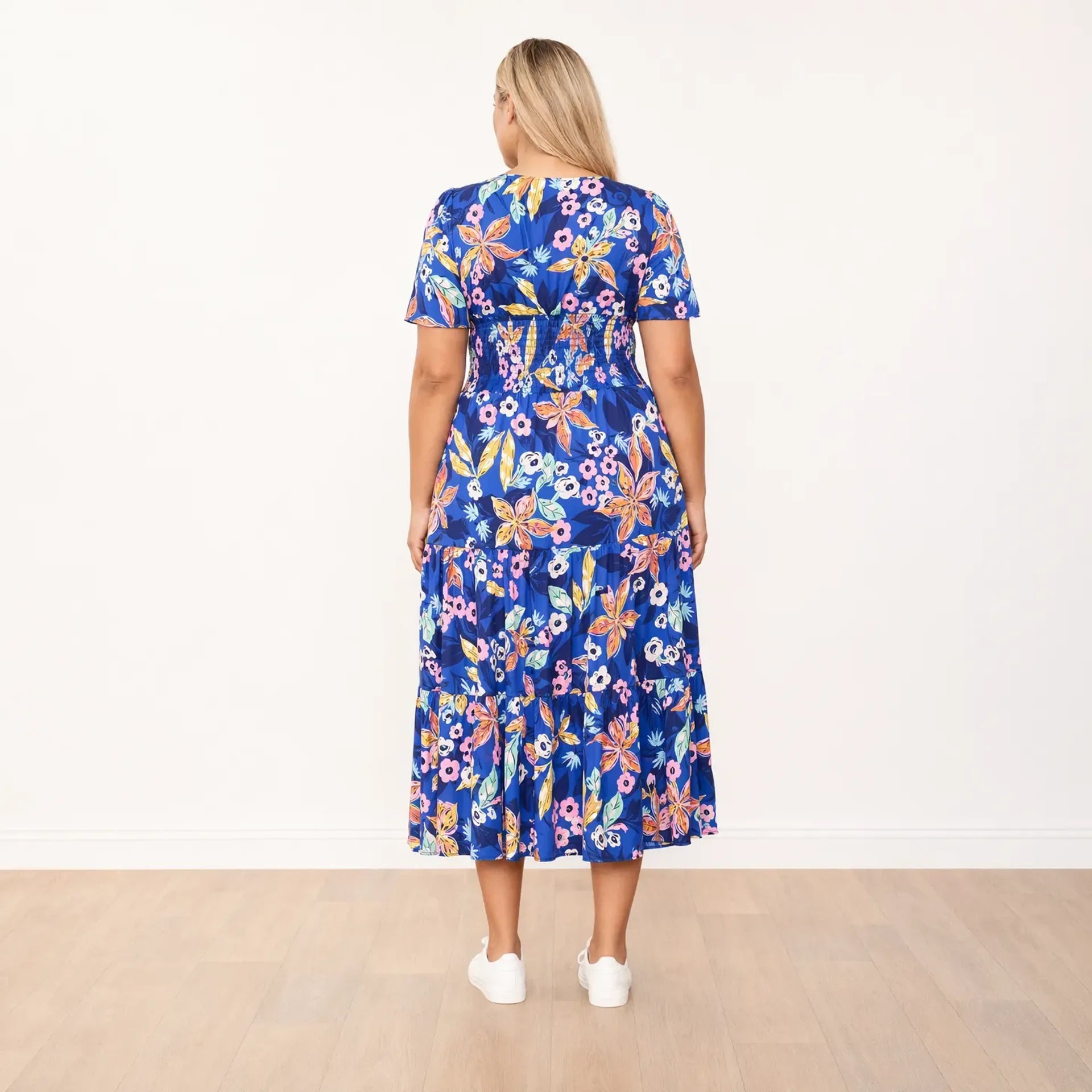 Whitney Dress Navy Floral - plus size back view