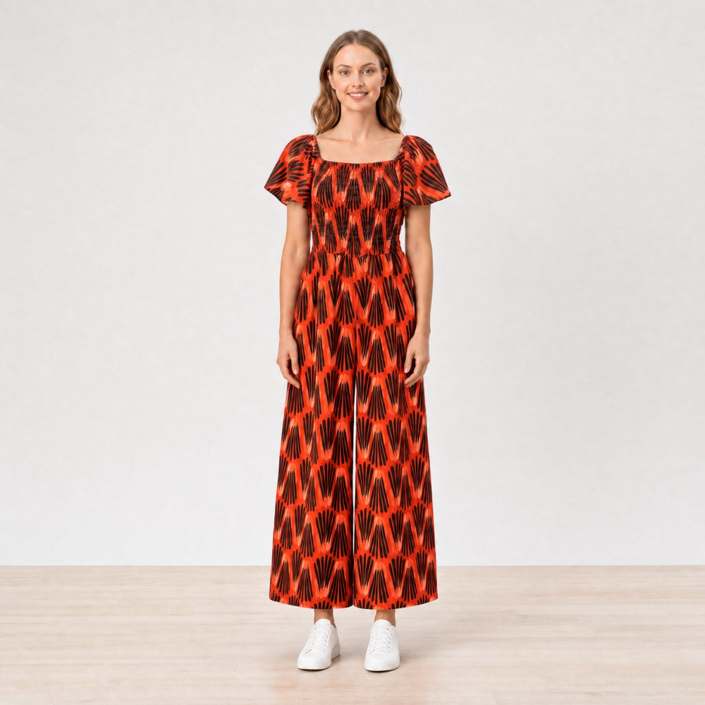Ivan Jumpsuit Abstract Saffron