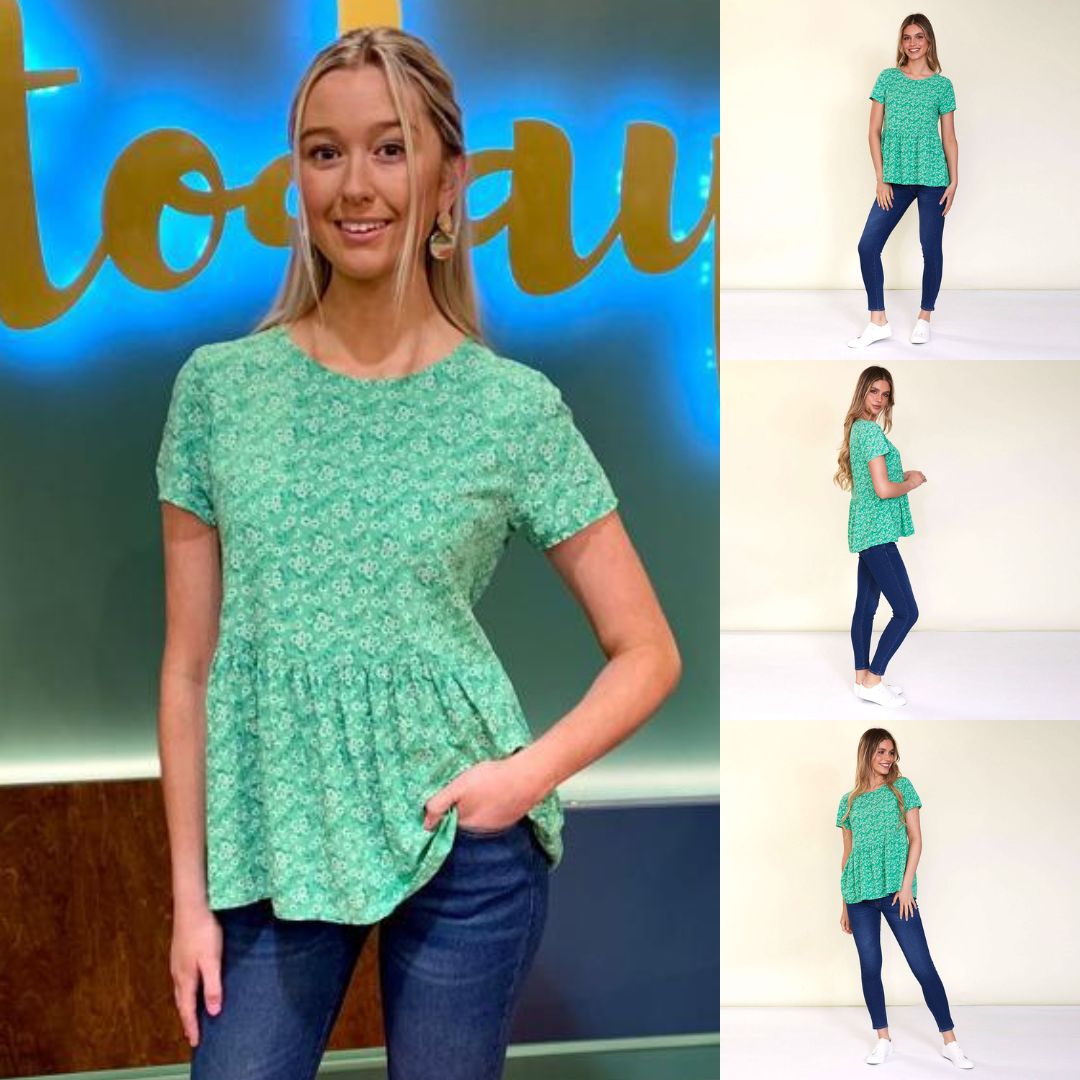 Grace Top (Green Floral)
