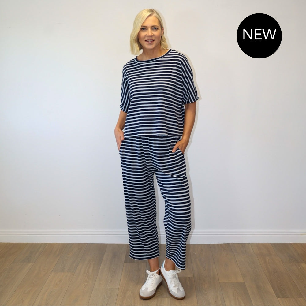 Yolanda Co-Ord (Navy/Blue Stripe)