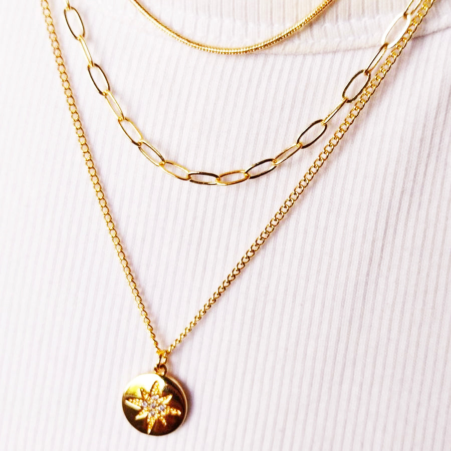 3pcs Set Snail chains Necklace (Gold)