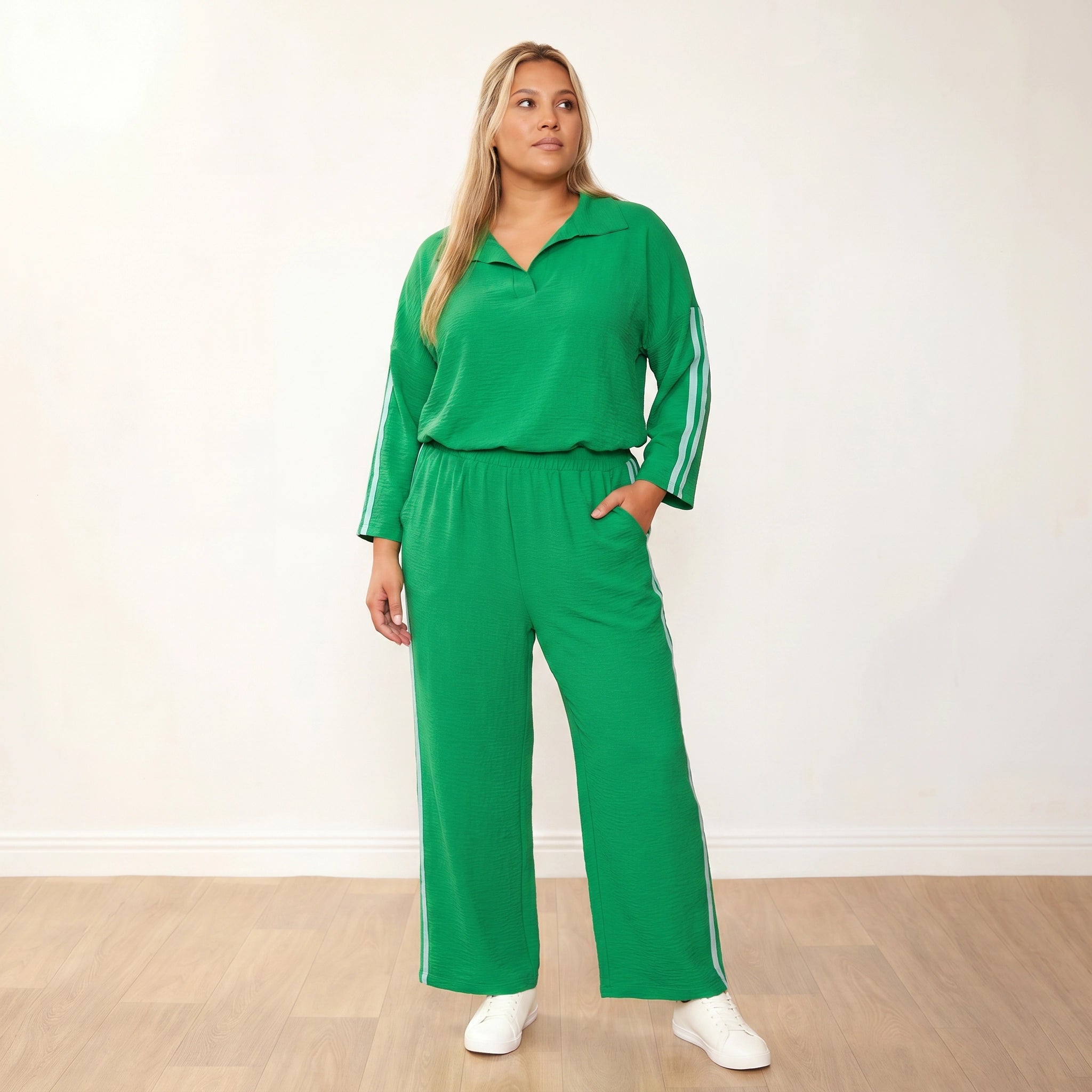 Clara Co-Ord in green and mint stripe – women's co-ord set – view 12