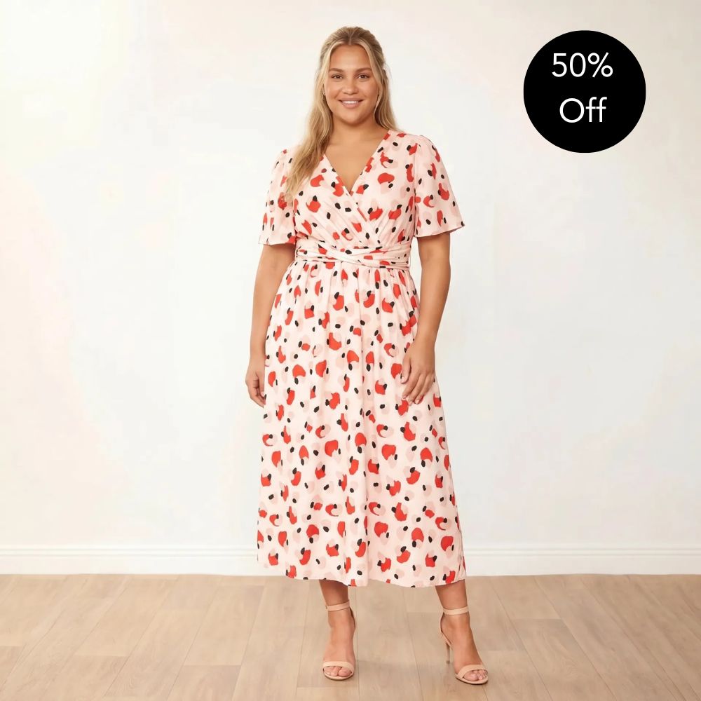 Teagan Dress (Peach Abstract)