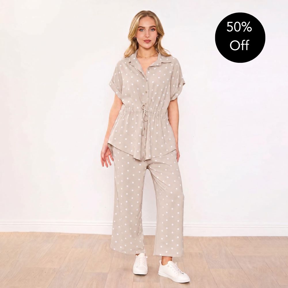 Darcey Co-Ord (Latte Polka Dot)