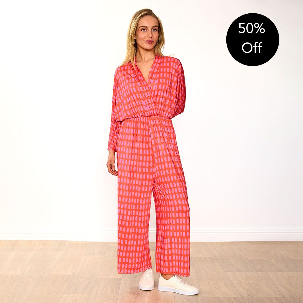 Vogue Jumpsuit (Pink/Red Grid)