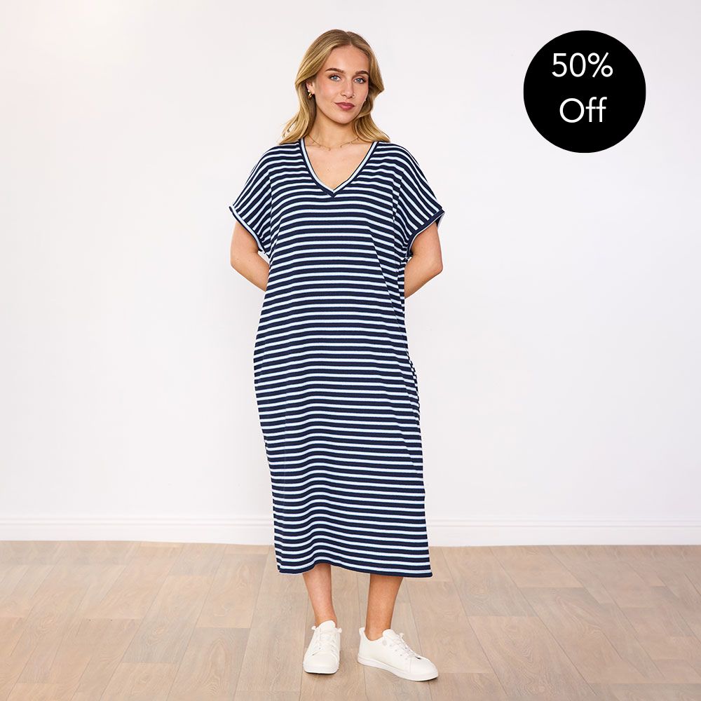 Rory Dress (Navy Stripe)