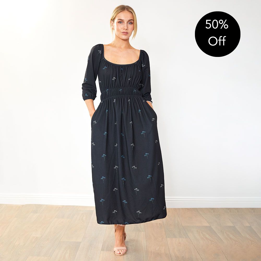 Lara Dress (Black Floral)