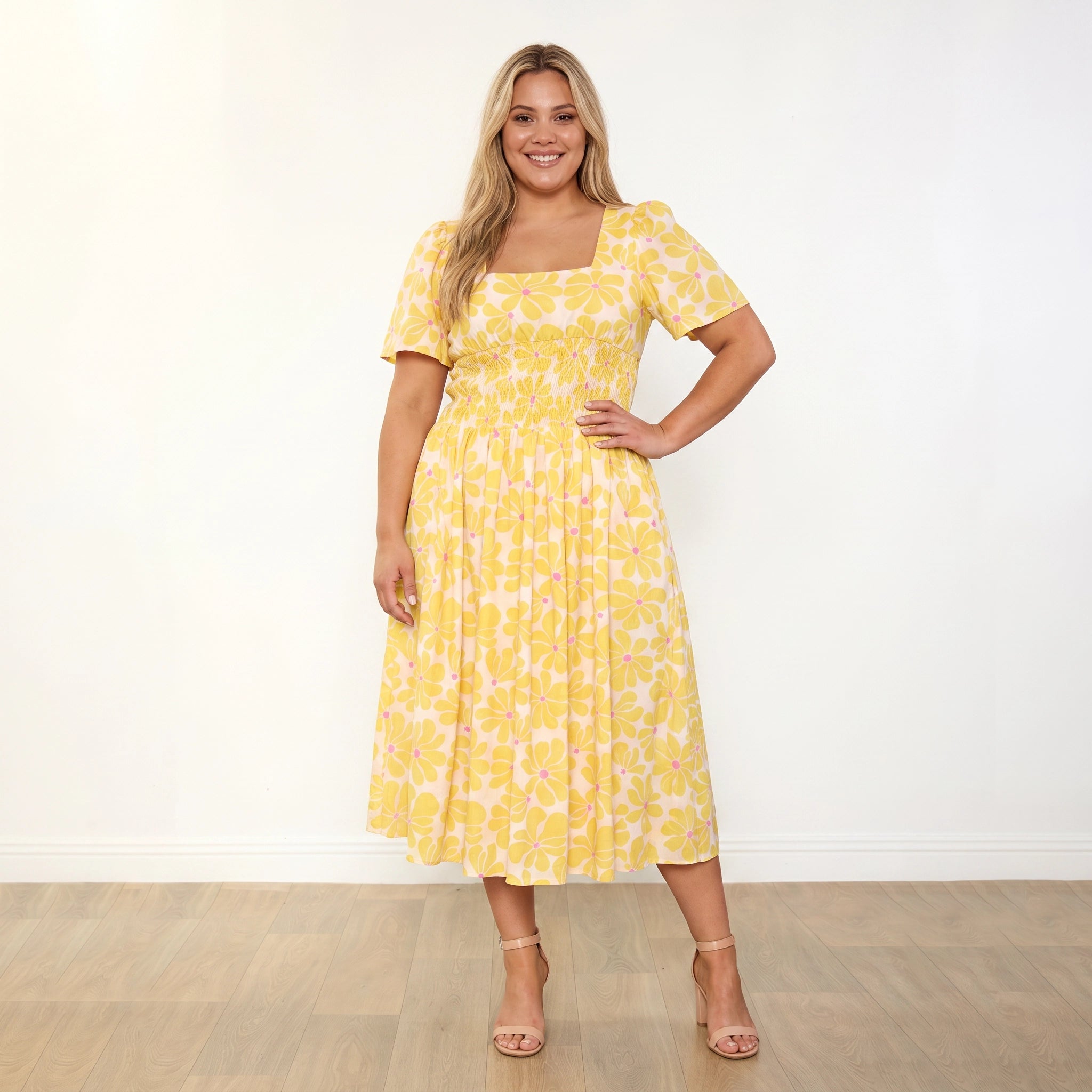Iris Dress in yellow daisy print – women's dress – view 6