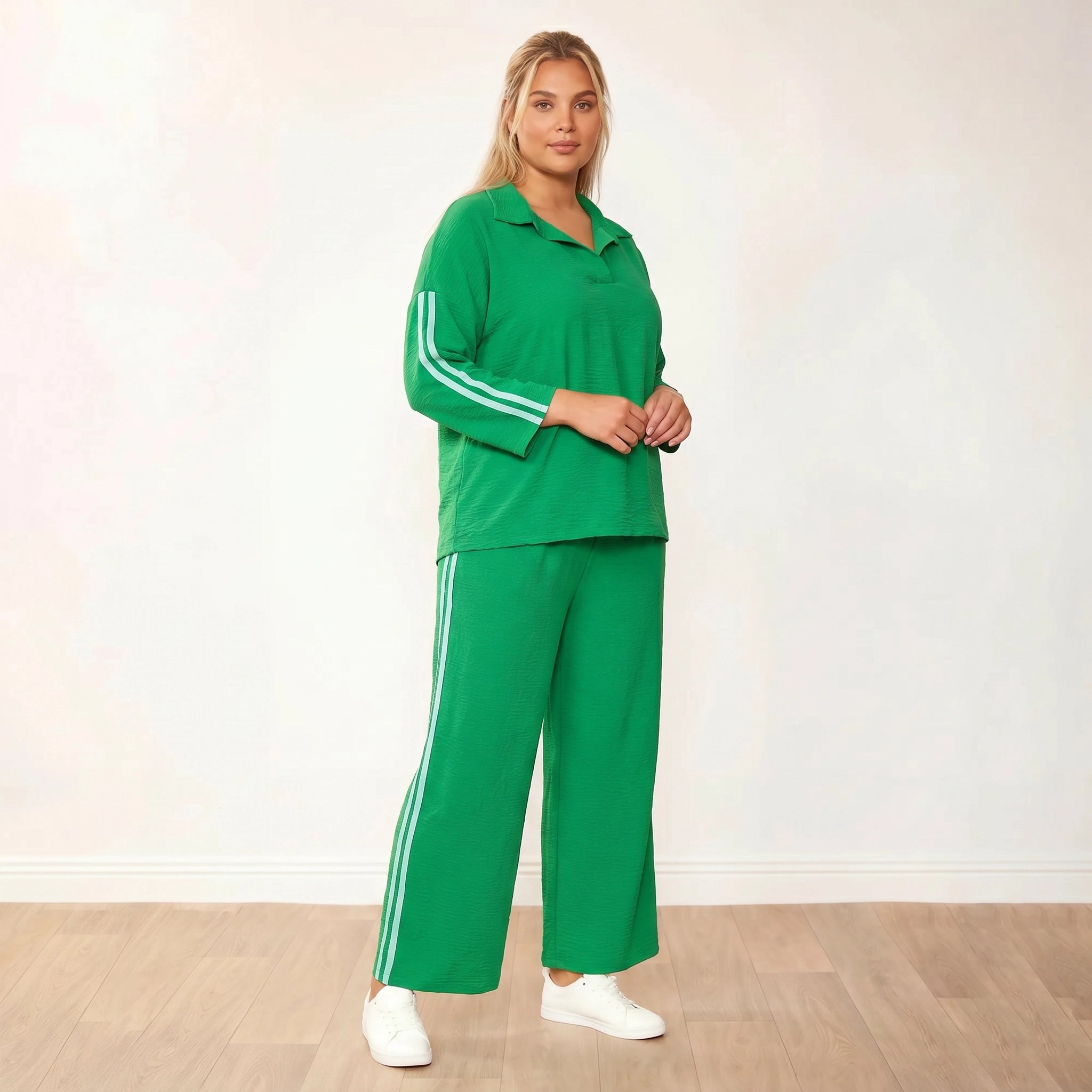 Clara Co-Ord in green and mint stripe – women's co-ord set – view 10