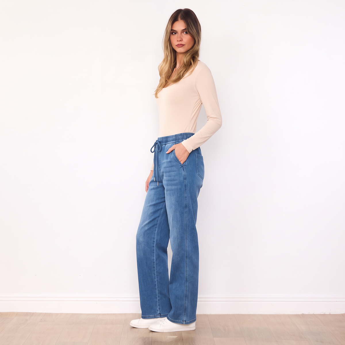 Dani Denim Jogger Pants - Light Blue