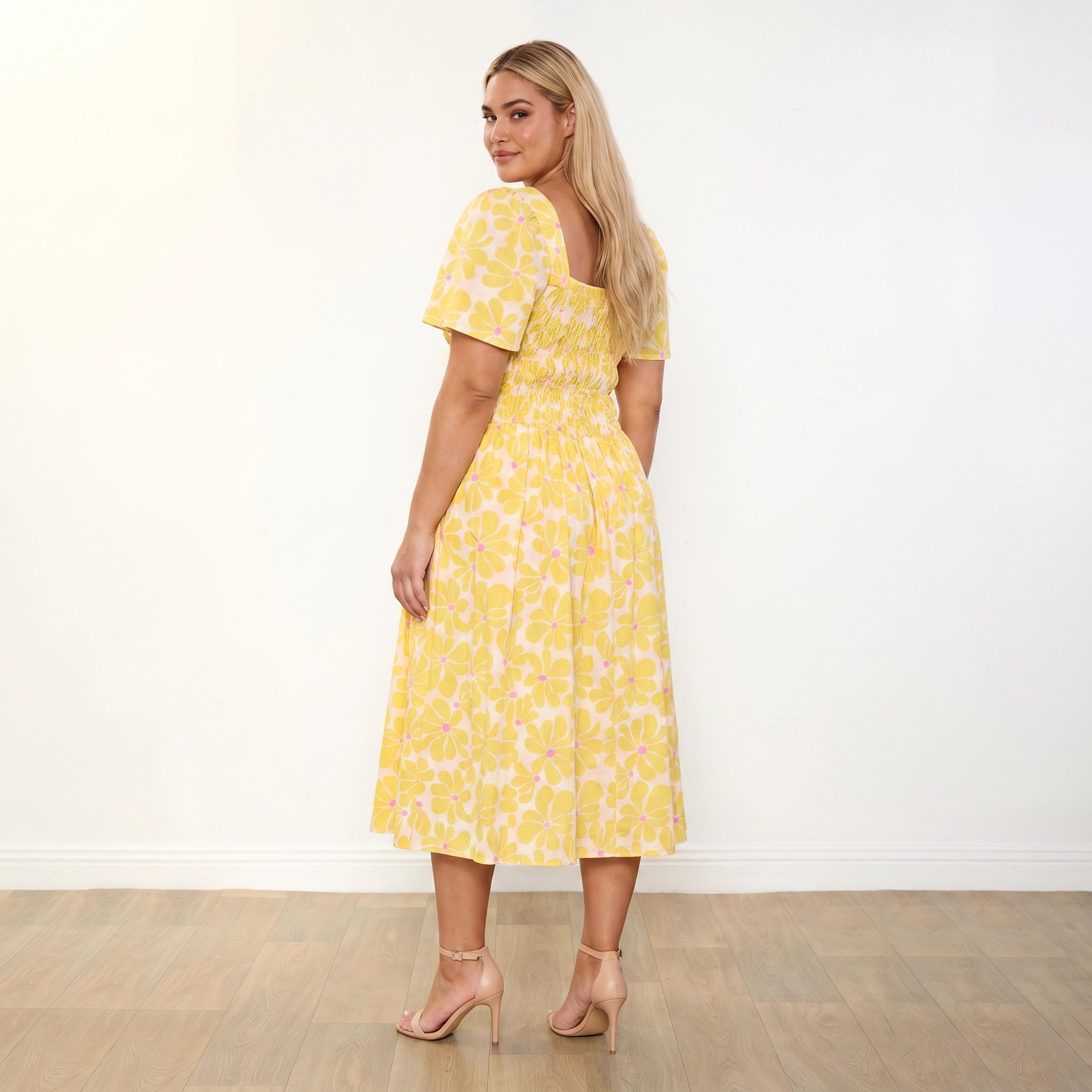 Iris Dress in yellow daisy print – women's dress – view 12