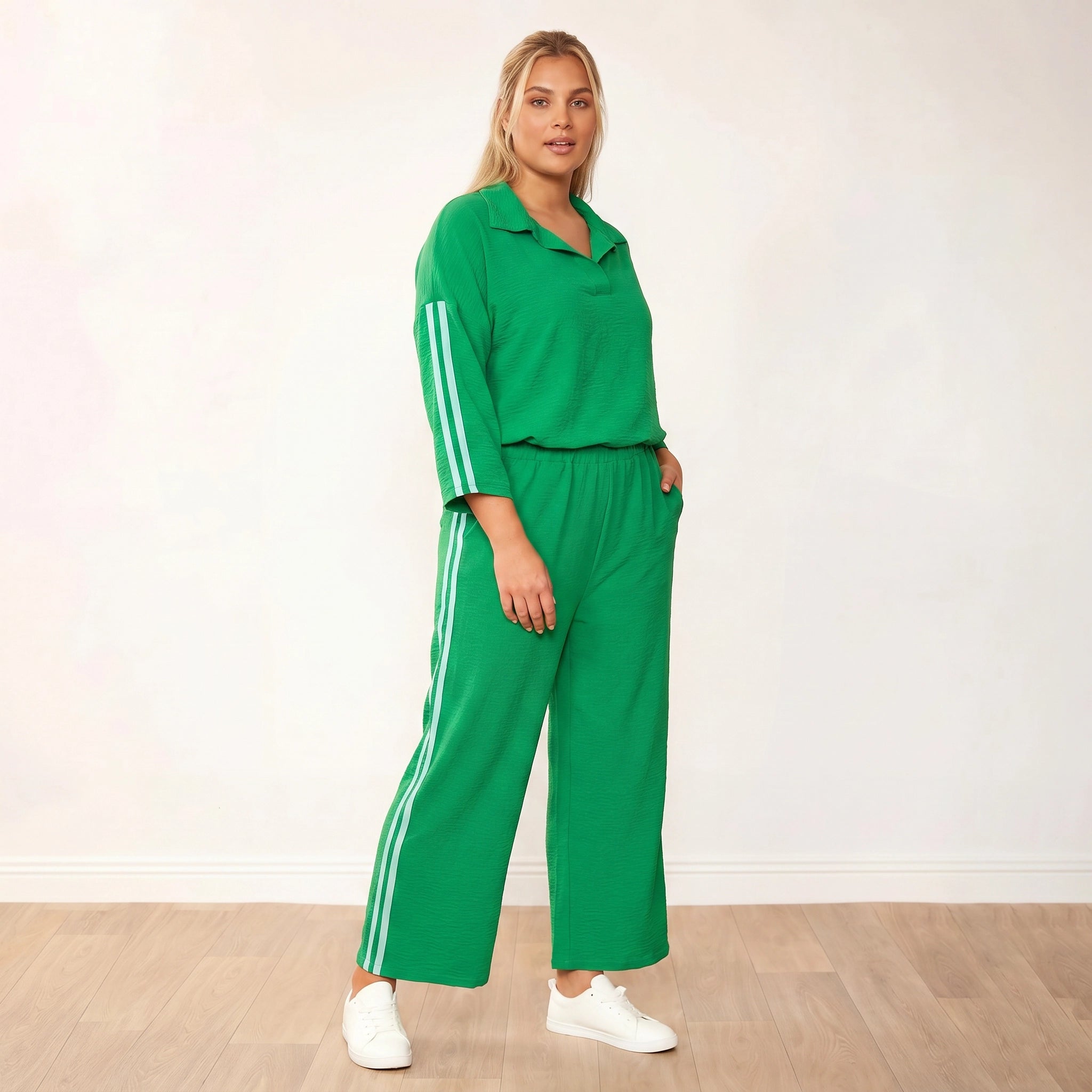 Clara Co-Ord in green and mint stripe – women's co-ord set – view 18