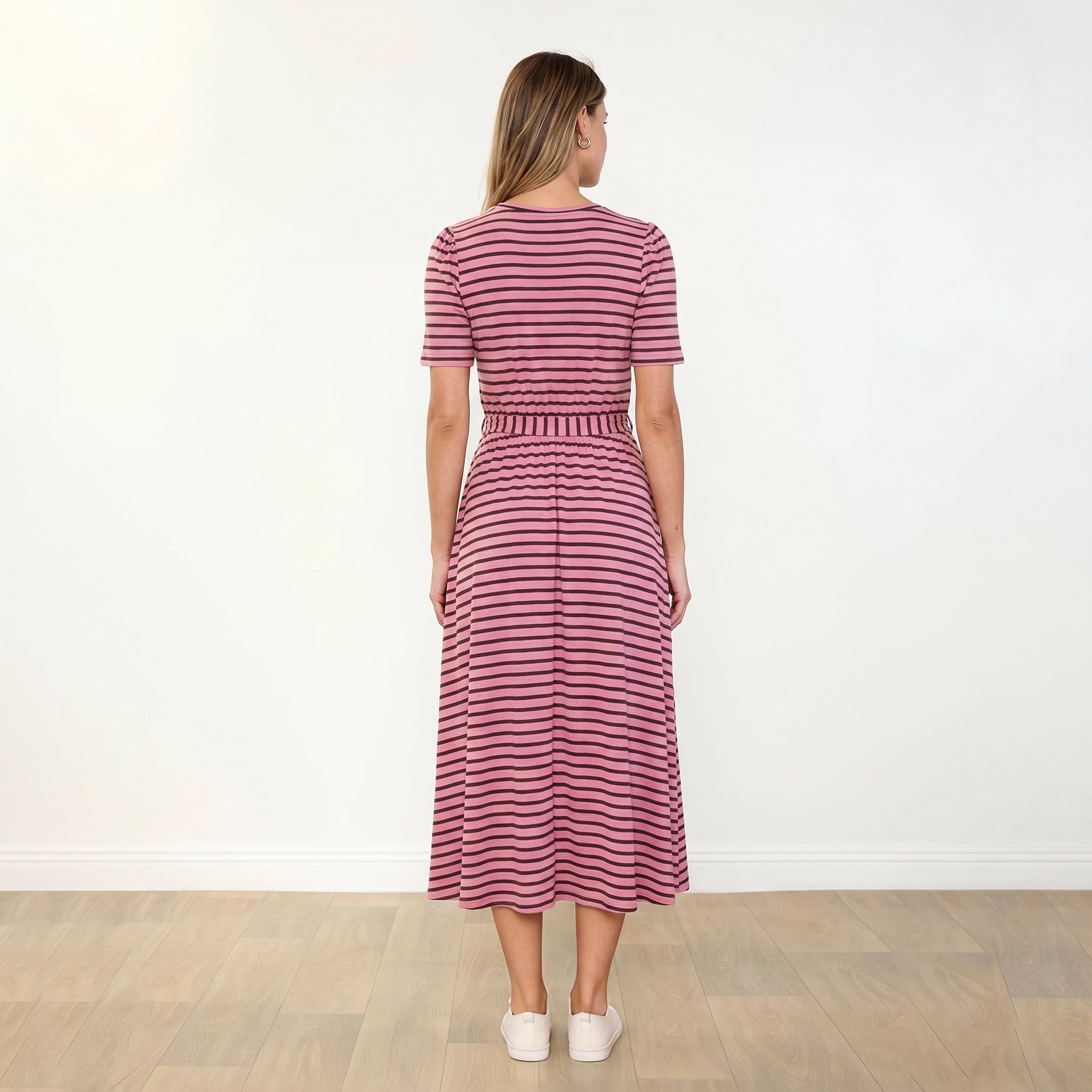 Eilish Dress (Pink/Brown) - Back view