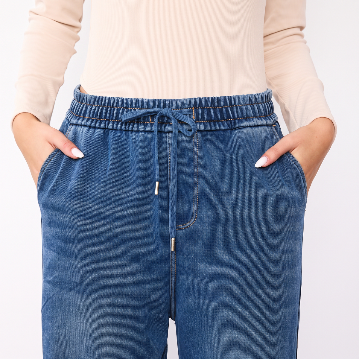 Dani Denim Jogger Pants - Light Blue