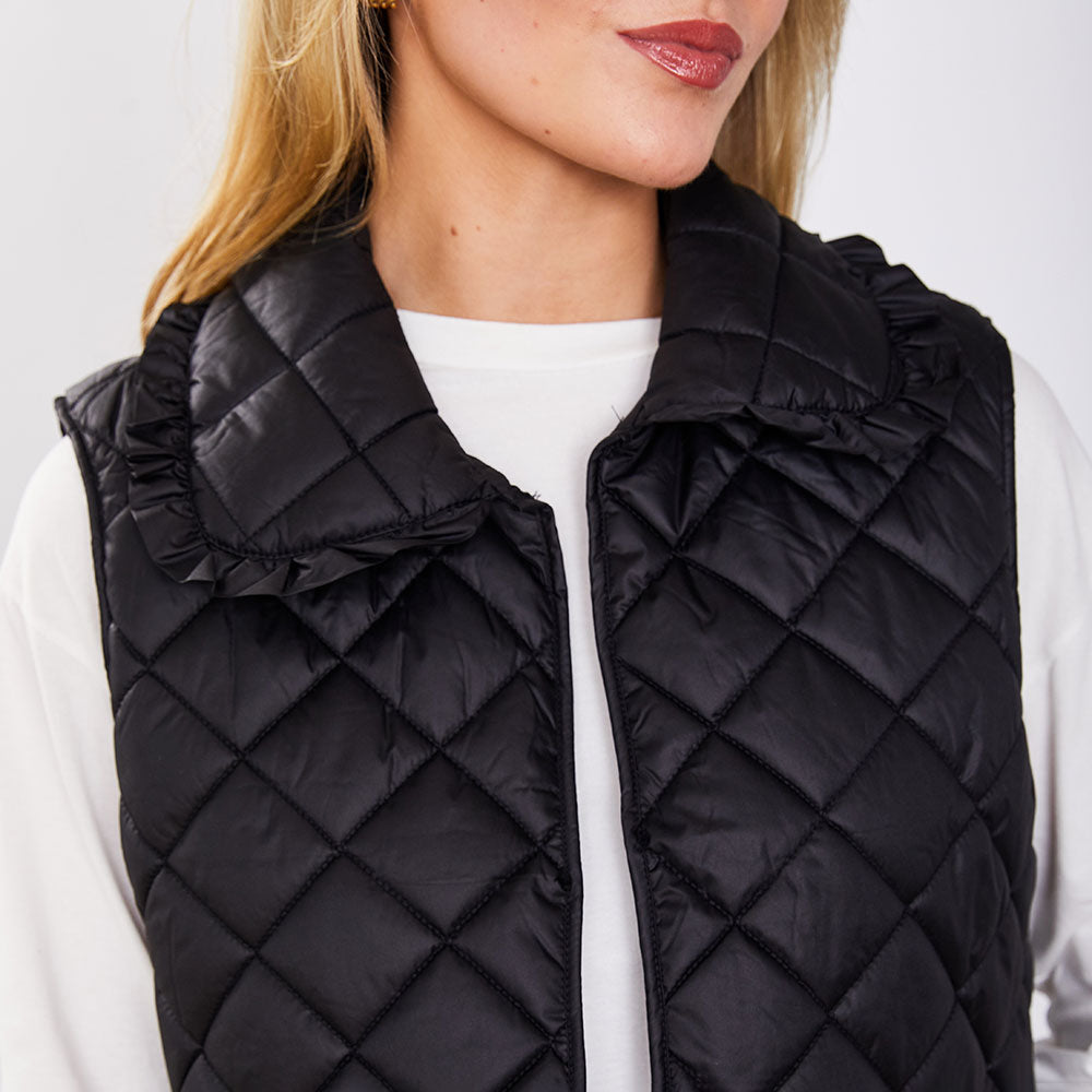 Adele Gilet (Matte Black Quilted)