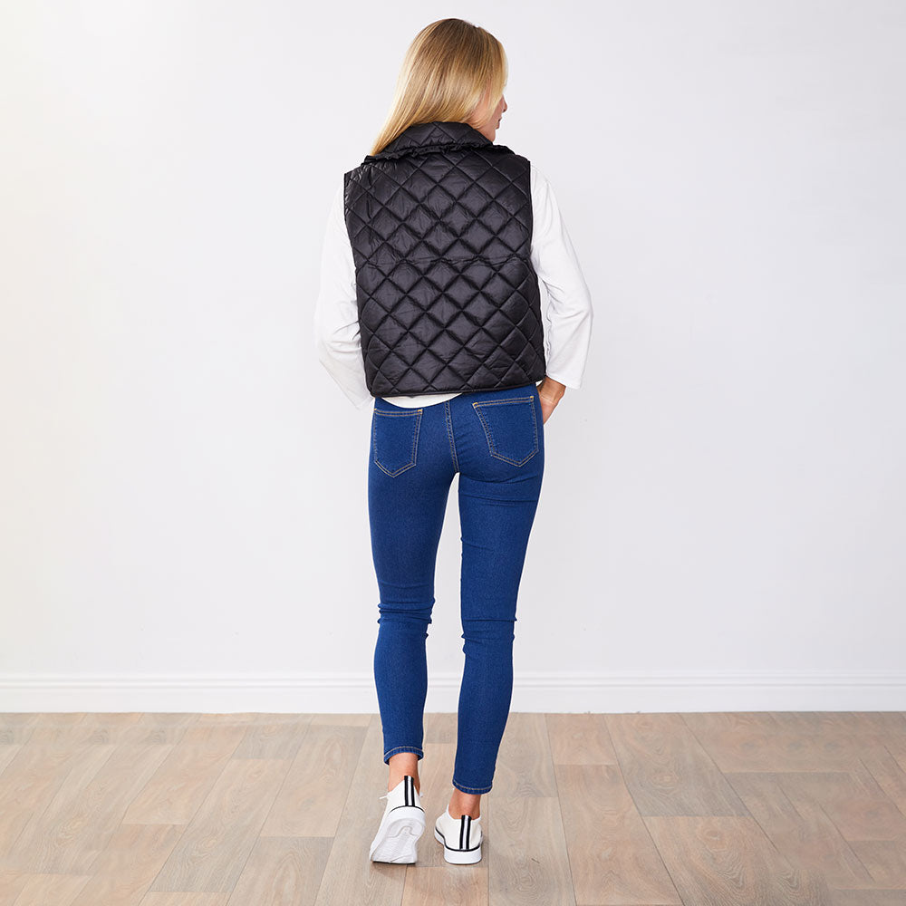 Adele Gilet (Matte Black Quilted)