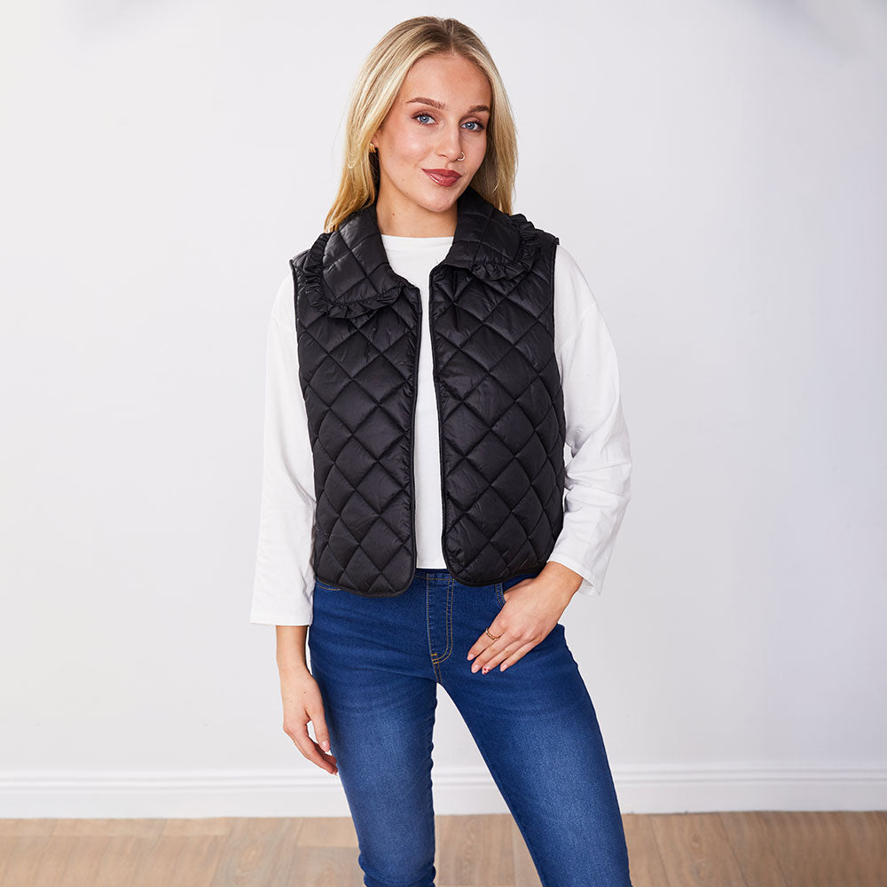 Adele Gilet (Matte Black Quilted)