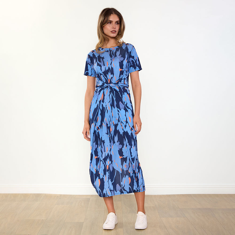 Alana Dress (Navy/Orange Abstract)