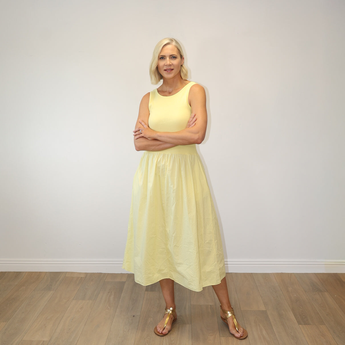 Amara Ribbed Dress (Lemon)