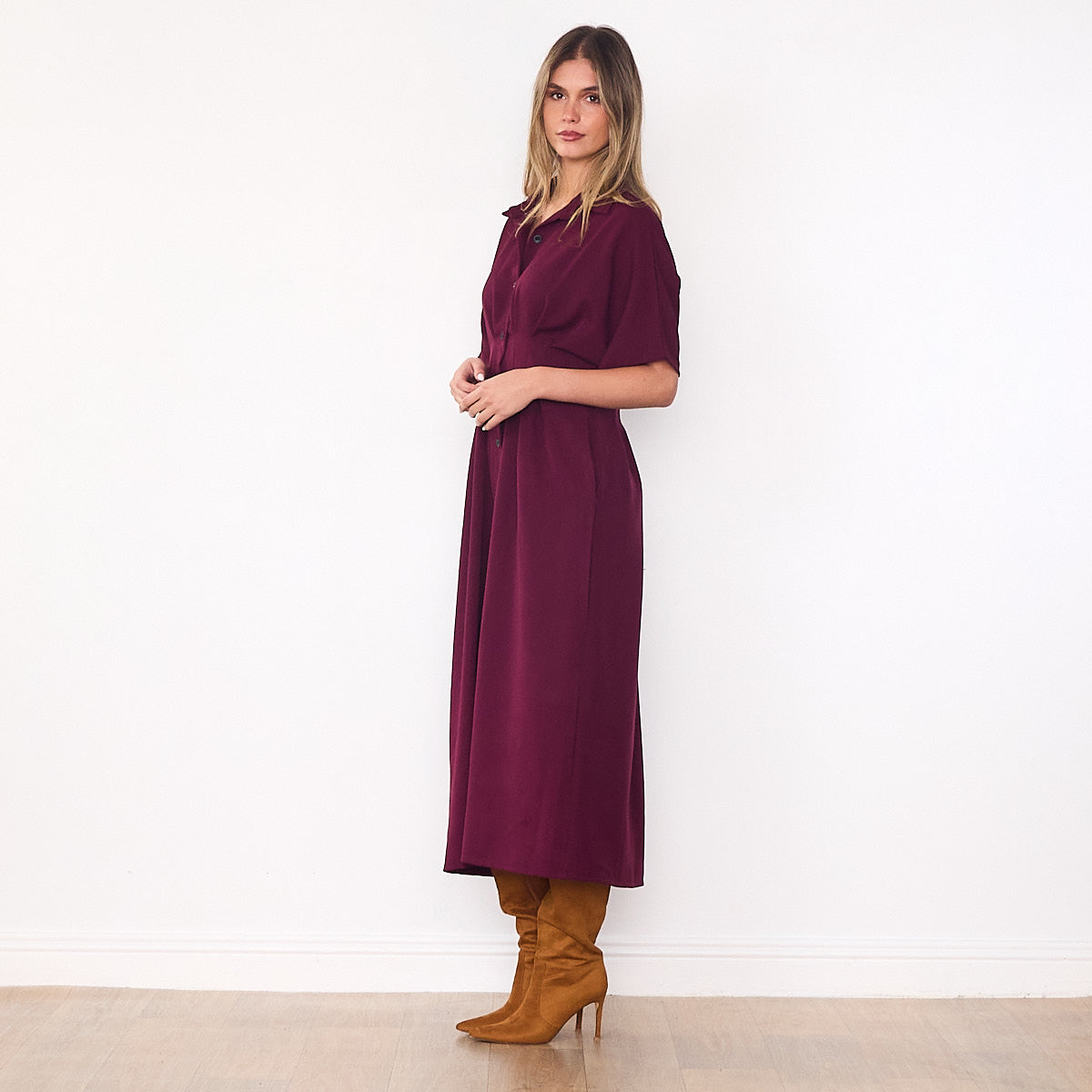 Amelia Shirt Dress (Berry)