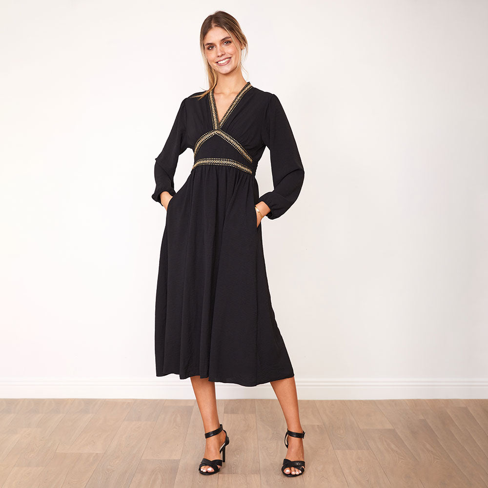 Beckie Dress (Black & Khaki) - The Casual Company
