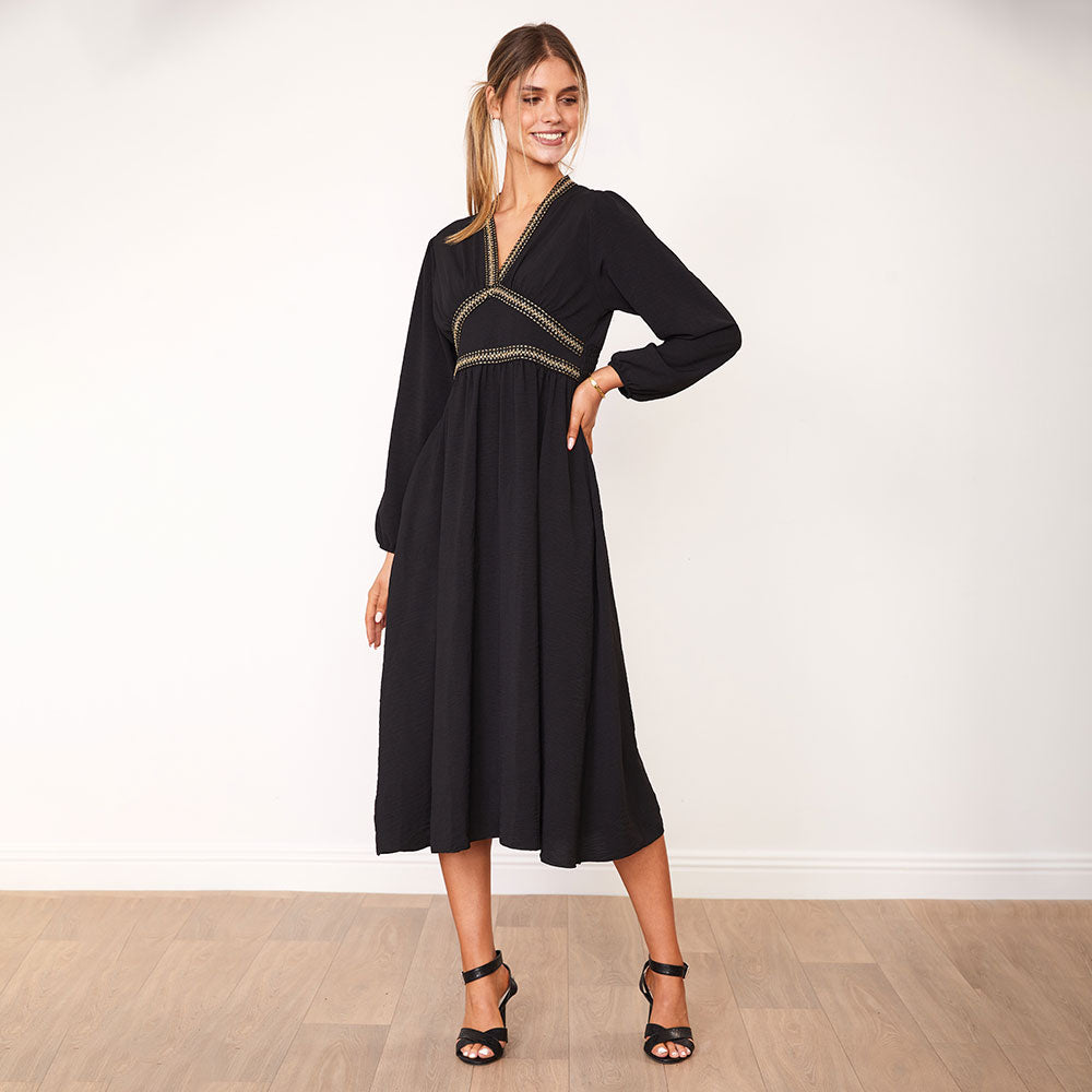 Beckie Dress (Black & Khaki) - The Casual Company