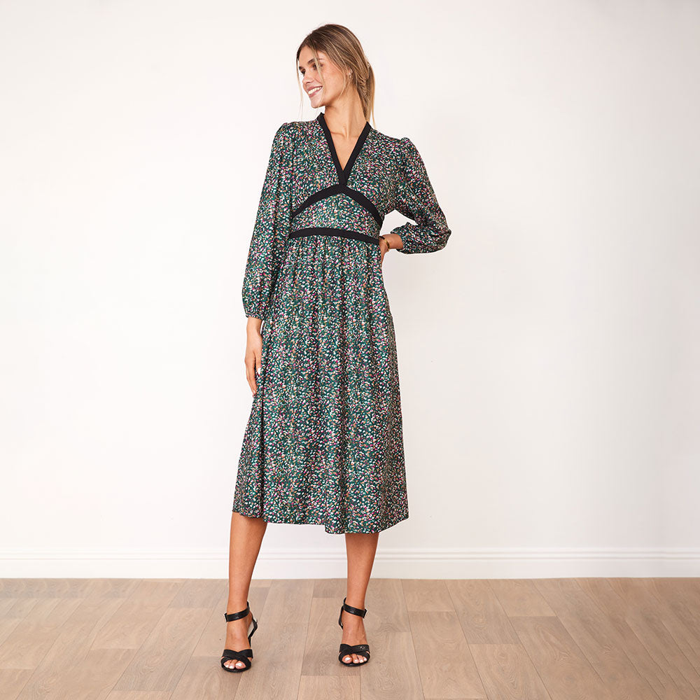 Beckie Dress (Green Floral) - The Casual Company