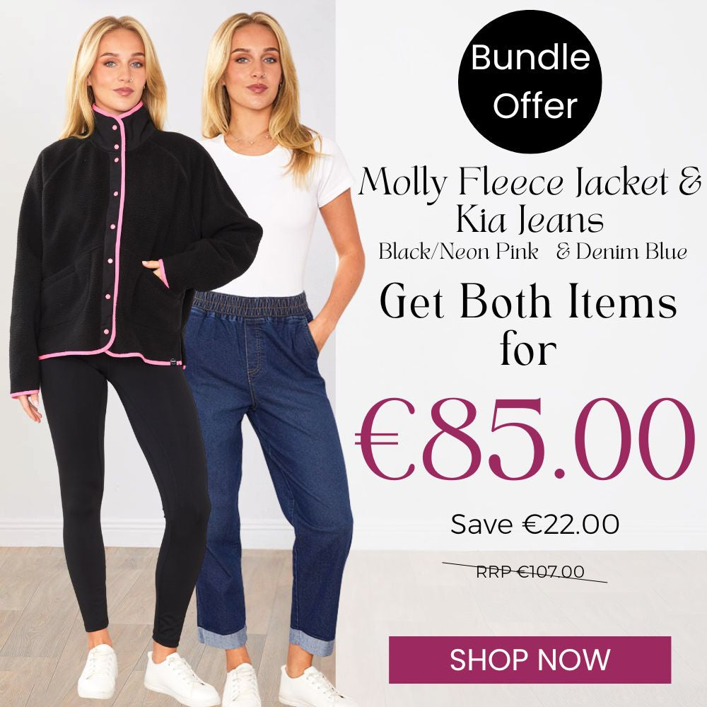 Molly Fleece Jacket (Black/Neon Pink Trim) & Kia Jeans (Denim Blue) for €85
