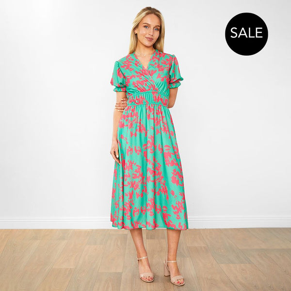 slim fit dress slacks Bonnie Dress (Green Floral) main image 0