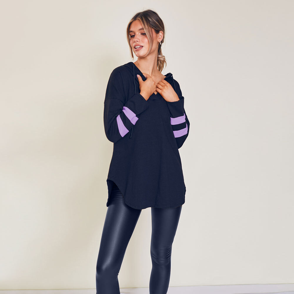 Bree Hoody (Navy-Purple Stripe)