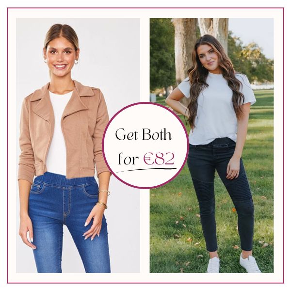 Tara Biker Jeans (Black) & Ella Blazer Tan (2 for €82)