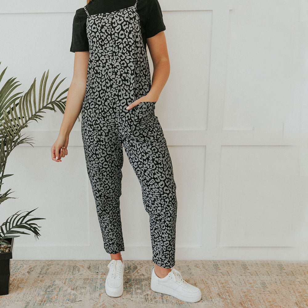 Leopard and hot sale black jumpsuit