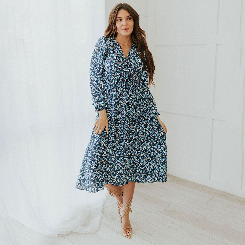 Carrie Dress (Navy Floral)