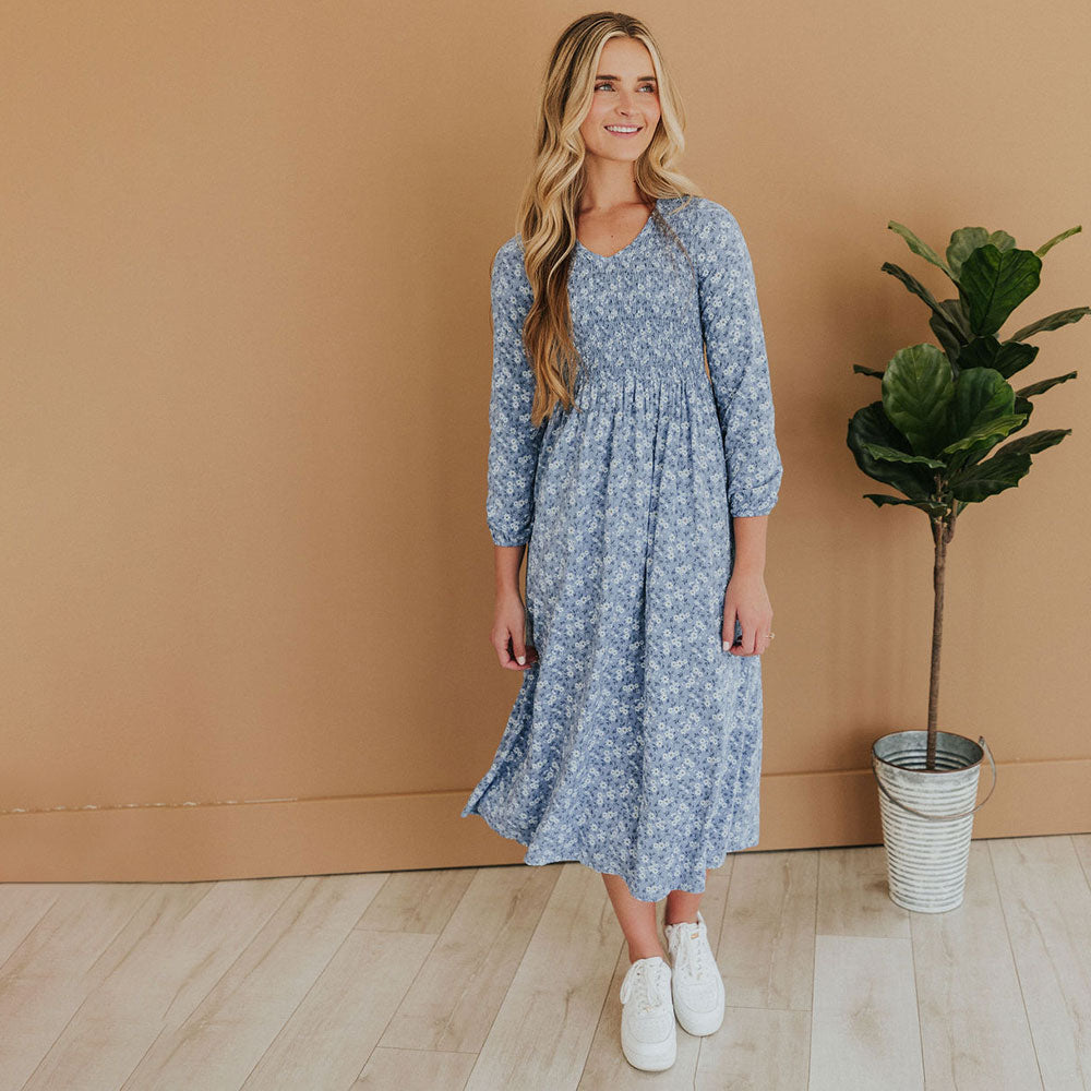 Nadia Dress (Blue Floral)