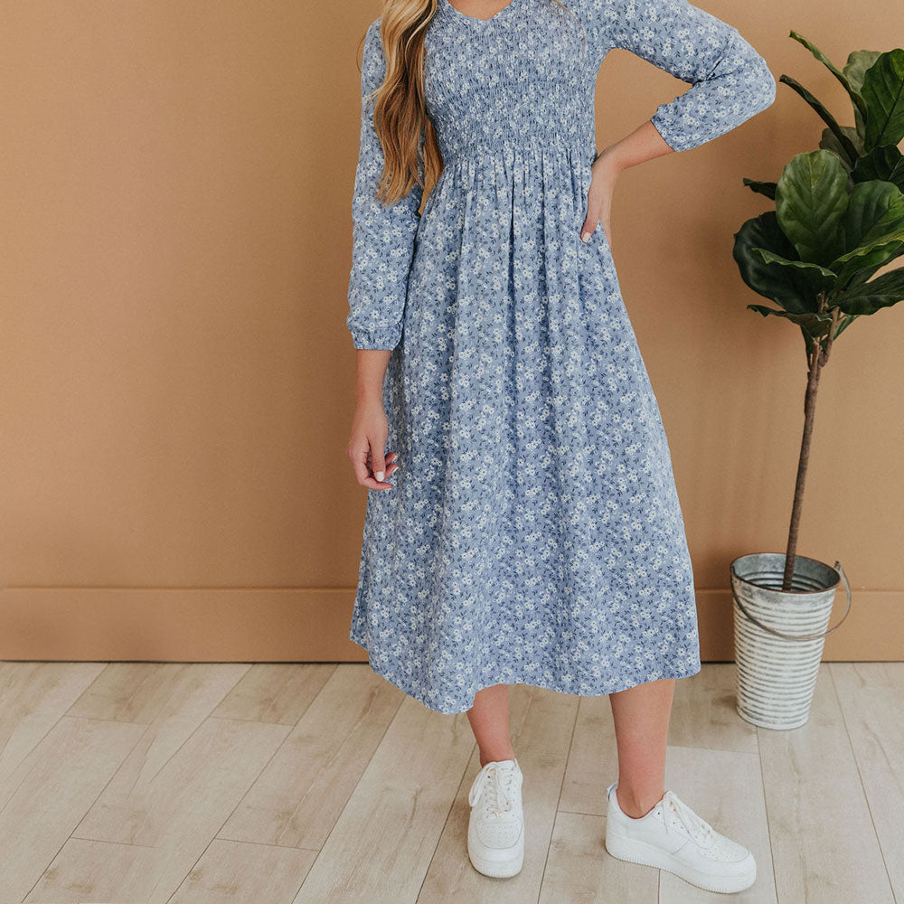 Nadia Dress (Blue Floral)