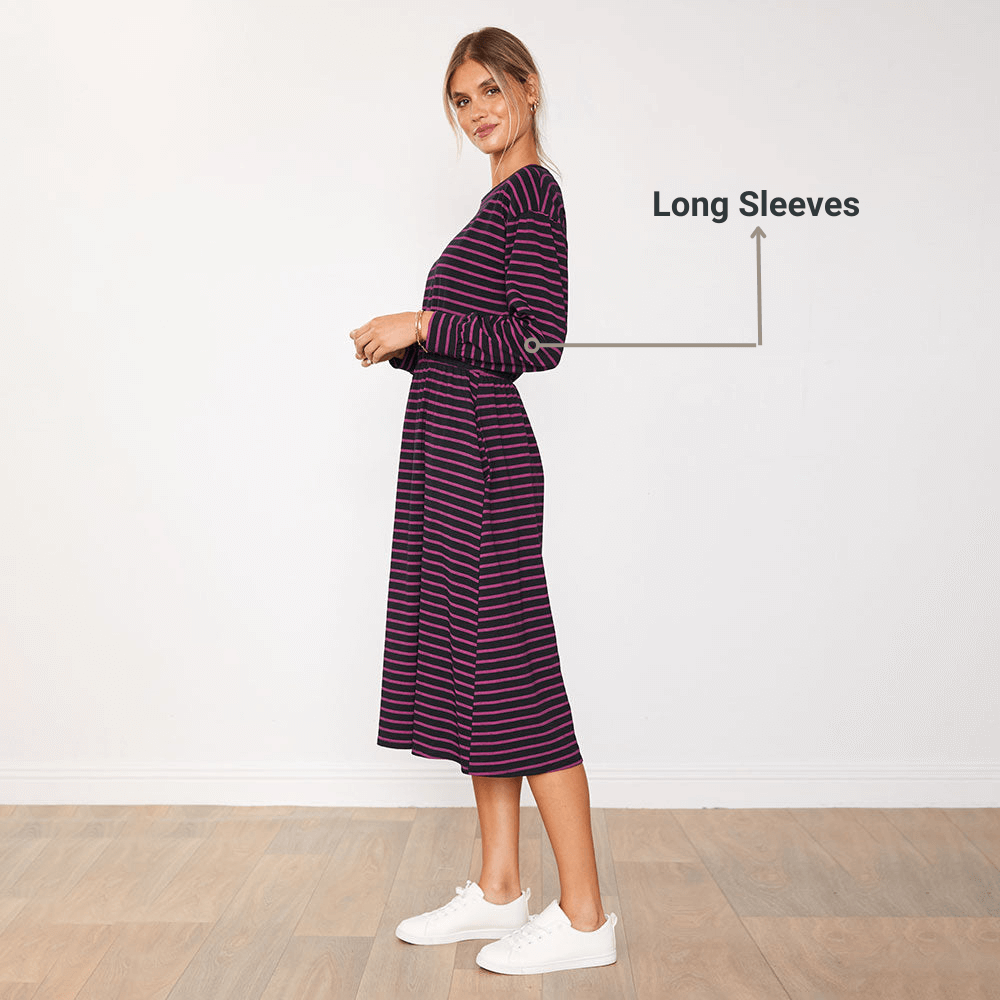 black dress with pink stripe Black Neon Pink Stripe Detail T-Shirt Dress