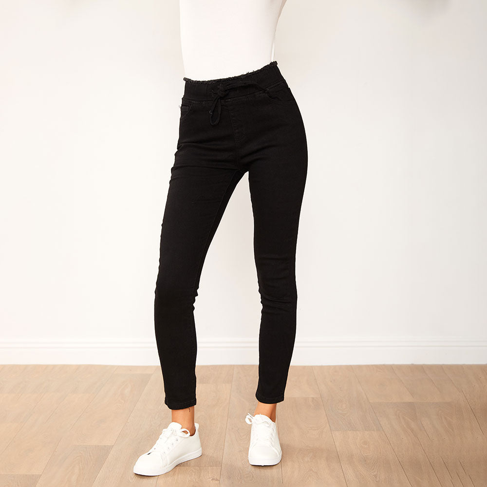 Dana Drawstring Classic Jeggings Black