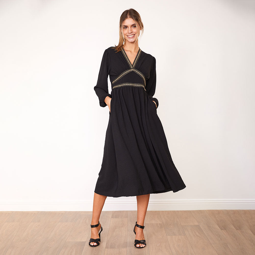 Beckie Dress (Black & Khaki) - The Casual Company