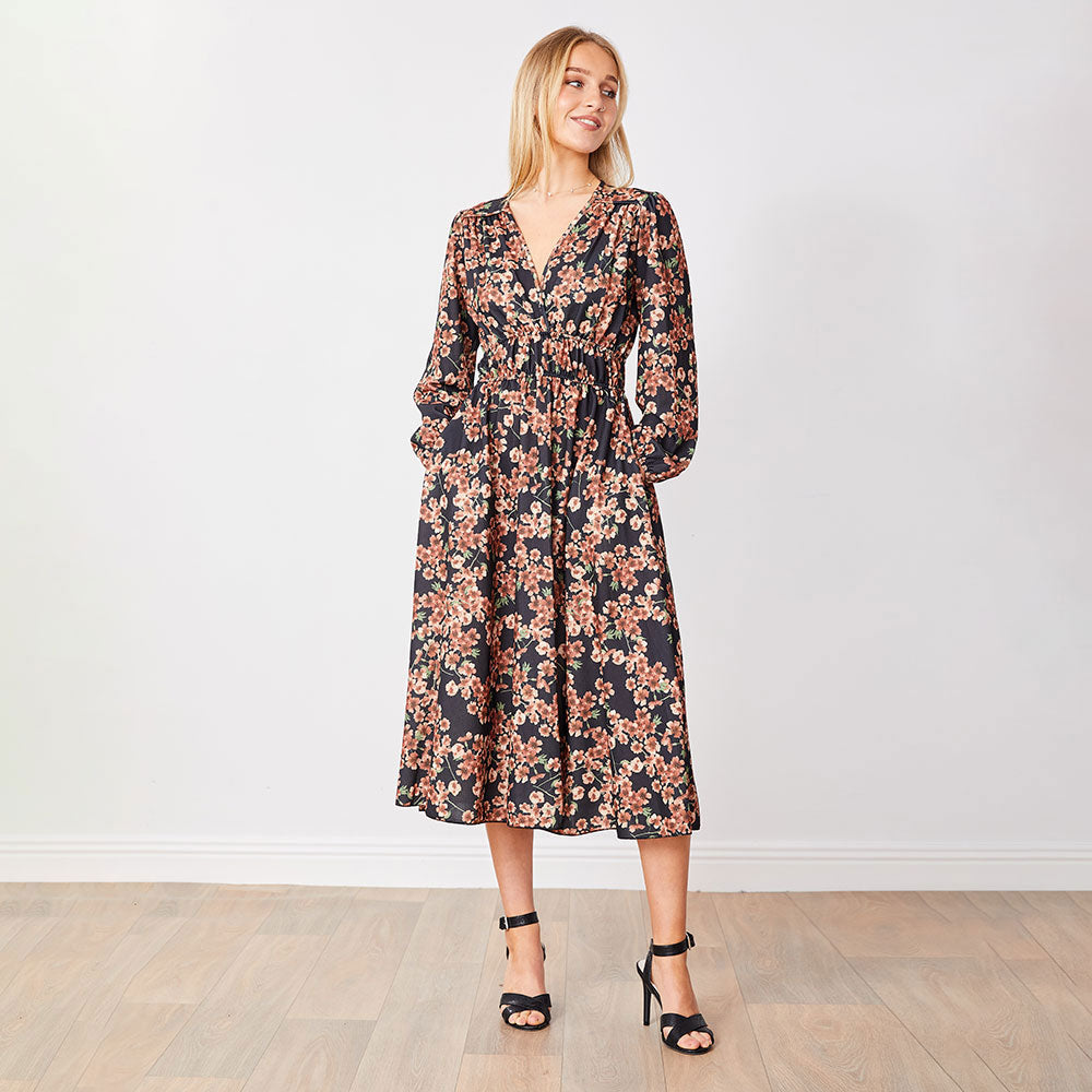 Gina Dress (Black Floral)