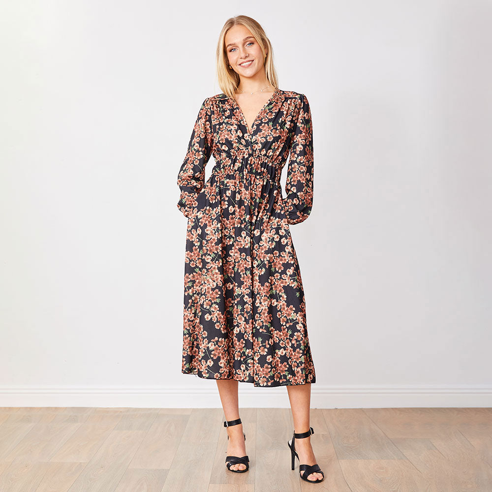 Gina Dress (Black Floral)