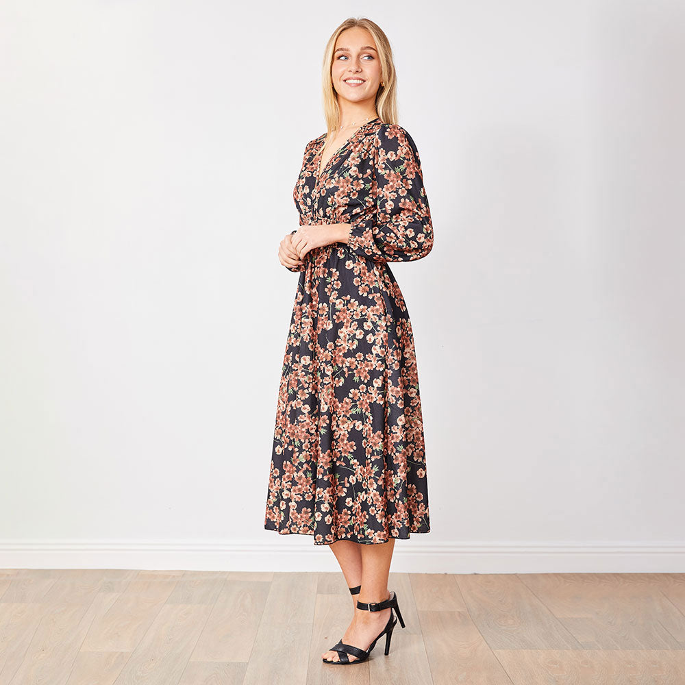 Gina Dress (Black Floral)