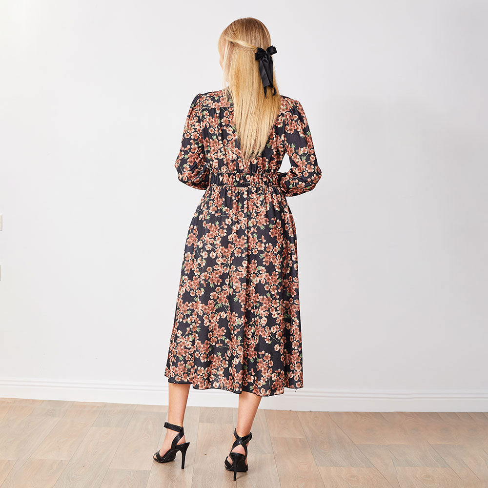 Gina Dress (Black Floral)