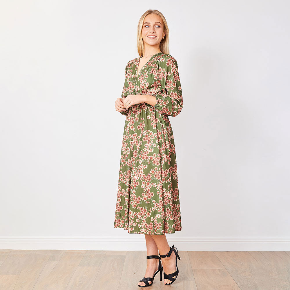 Gina Dress (Olive Floral)