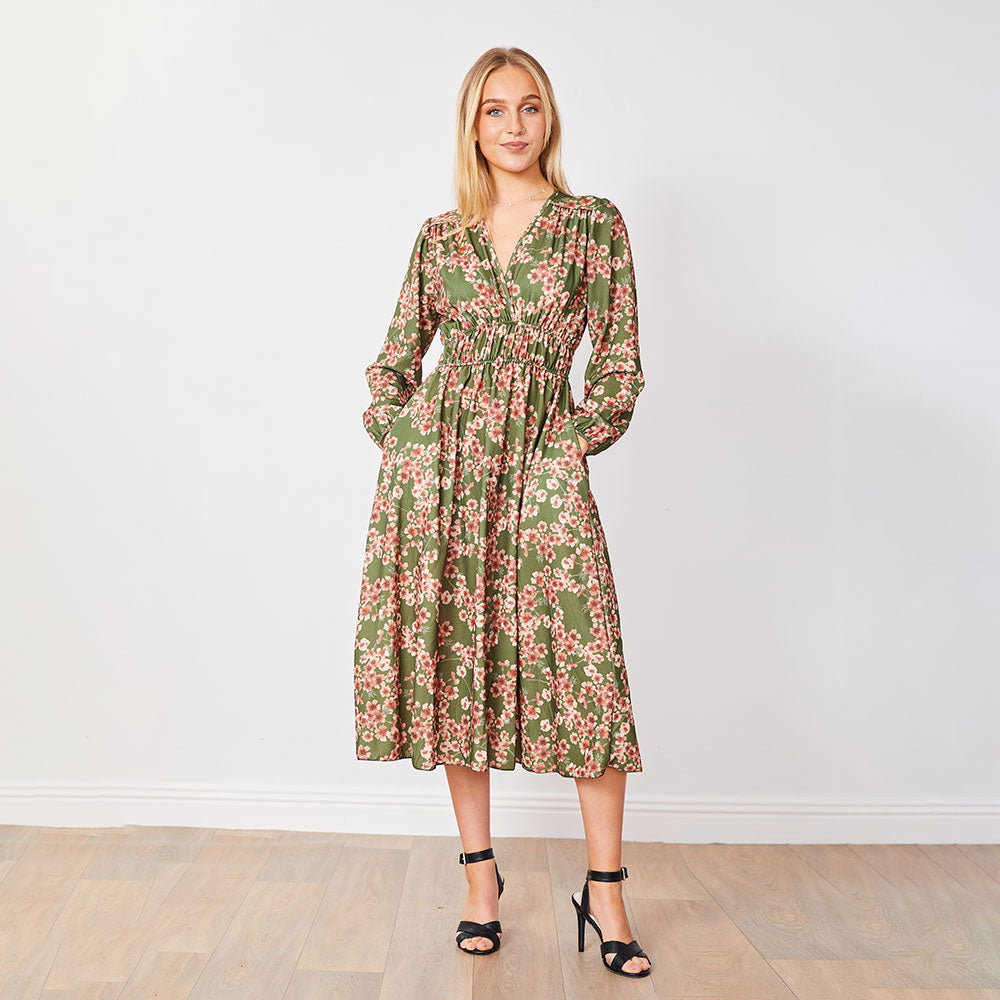 Gina Dress (Olive Floral)