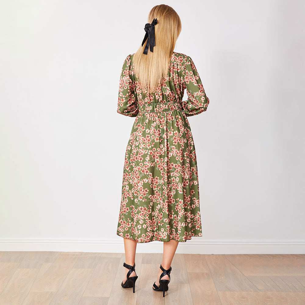 Gina Dress (Olive Floral)