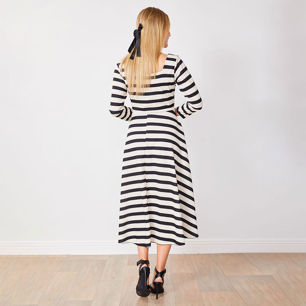 Elsie Dress (Black/White Stripe)